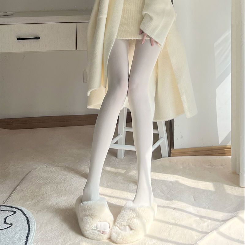 Lolita纯欲奶白色白丝袜软萌可爱jk少女天鹅绒80d连裤舞蹈打底裤