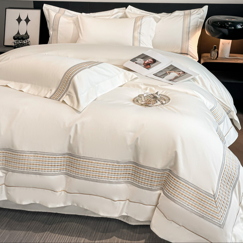 七星级酒店风长绒棉纯棉床单四件套亲肤裸睡全棉被套民宿床上用品