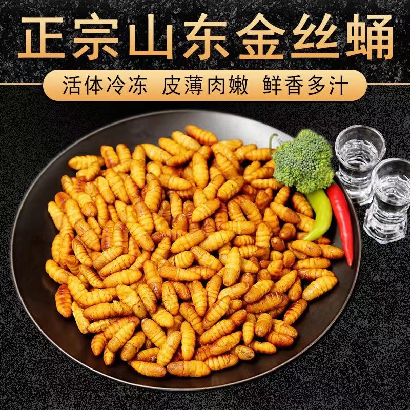 【山东特产】新鲜速冻金丝蛹 蚕蛹小黄蛹茧蛹营养高蛋白1-4斤下酒菜