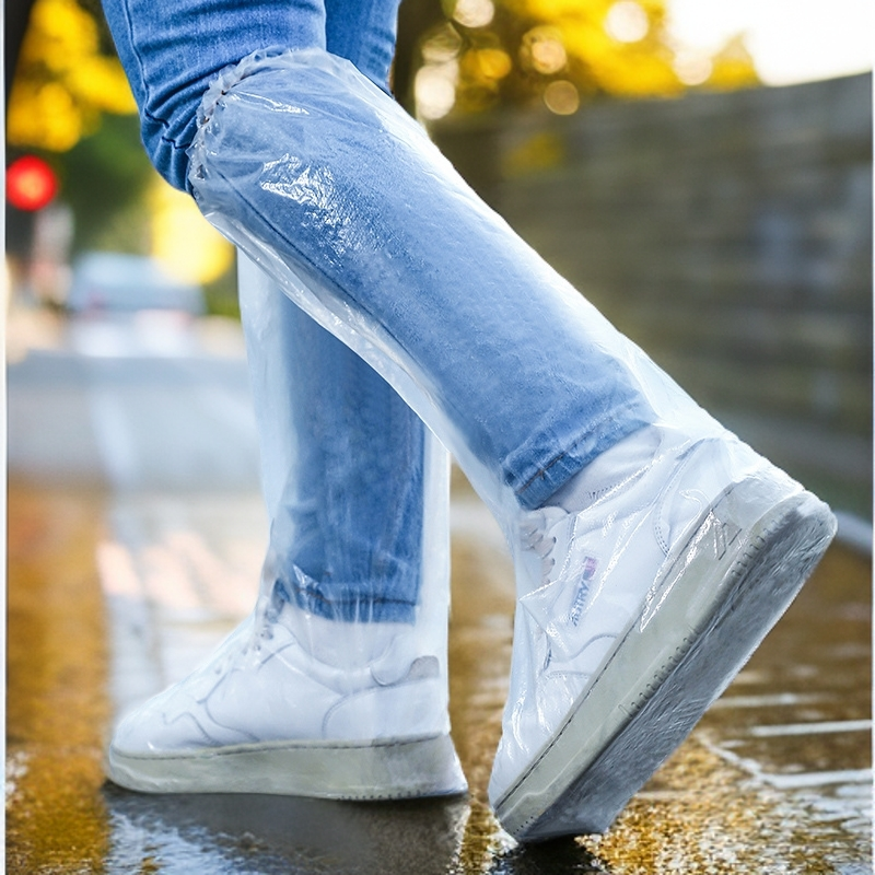 一次性雨鞋防水防滑高筒鞋套下雨天加厚耐磨透明塑料脚套外穿防雨