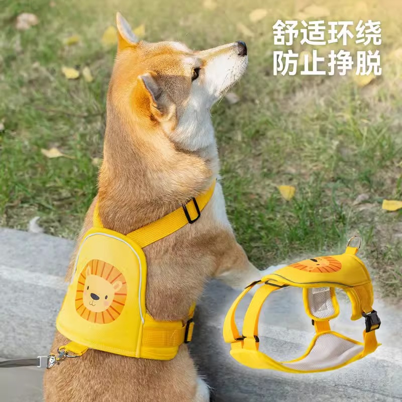 狗狗卡通背心牵引绳中大型犬柴犬金毛阿拉斯加大狗外出胸背带2625