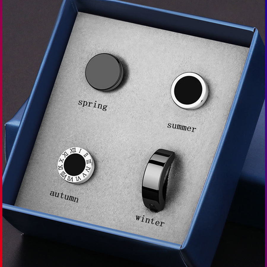 钛钢耳饰 钛钢气质耳钉男小众不掉色养耳洞耳环套装单只简约耳饰