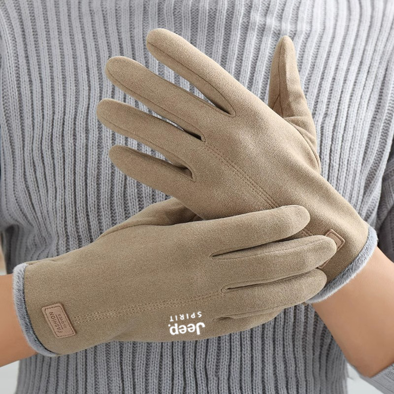 JEEP吉普手套保暖防寒冬季加绒加厚防寒男士触屏德绒户外全指防风