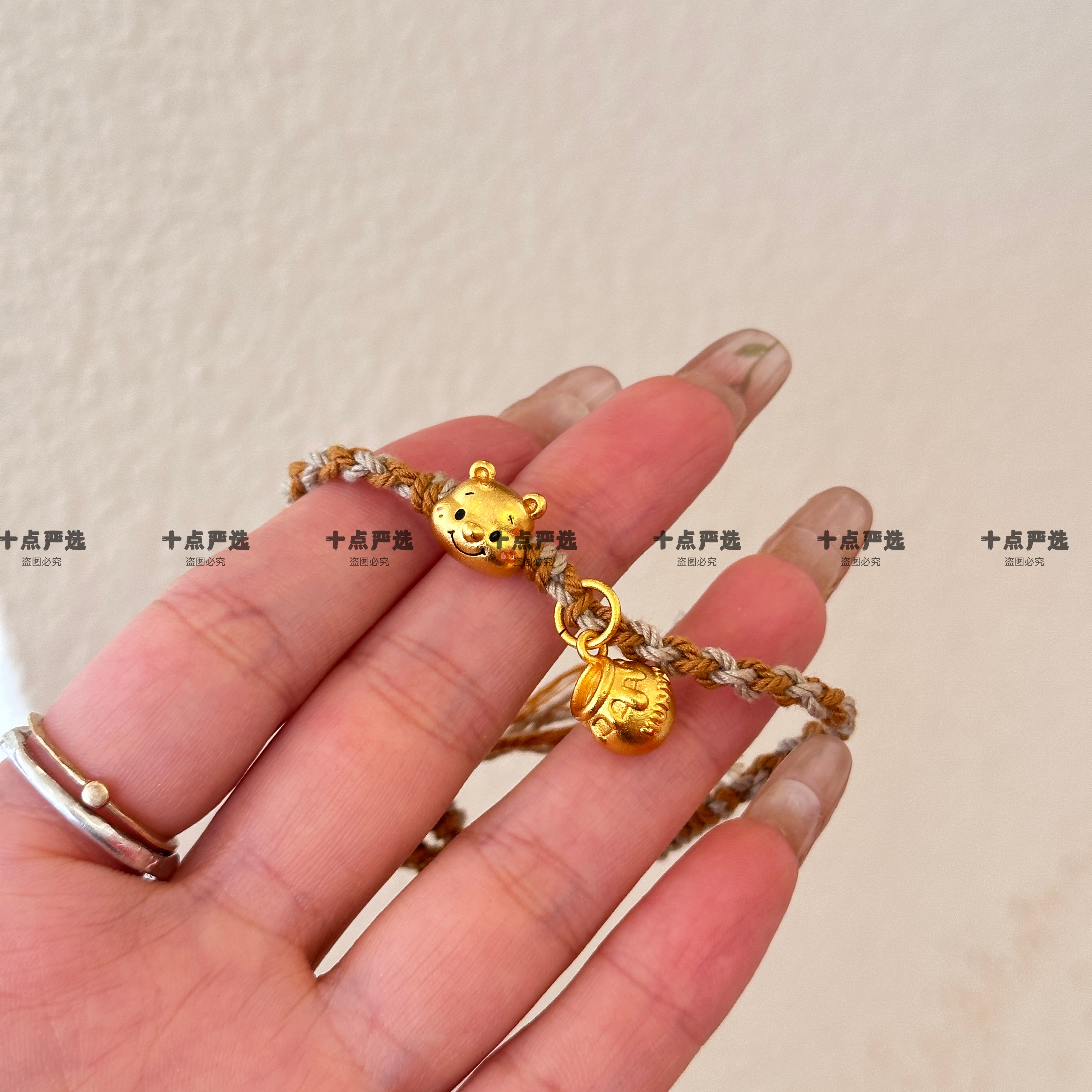 铜合金手链 小熊手链卡通蜜罐时尚百搭手串手工编织手绳手链情侣