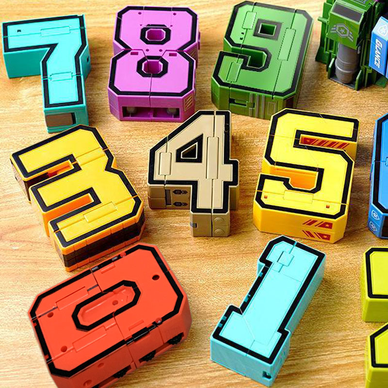 数字玩具变形合体机器人益智儿童金刚算术炫酷队大号机甲男孩积木