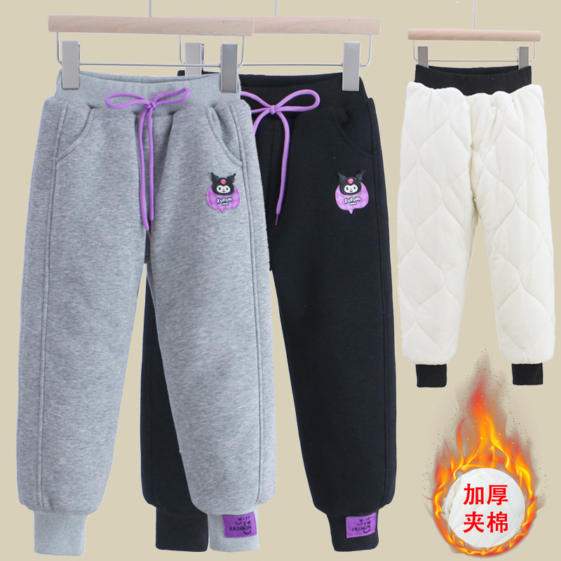 儿童加绒加厚夹棉裤北方冬季一条过冬冬棉裤冬装运动裤女童长裤子