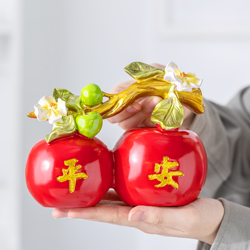 福禄平安苹果摆件中式客厅电视酒柜装饰品搬家乔迁新居电视柜摆件