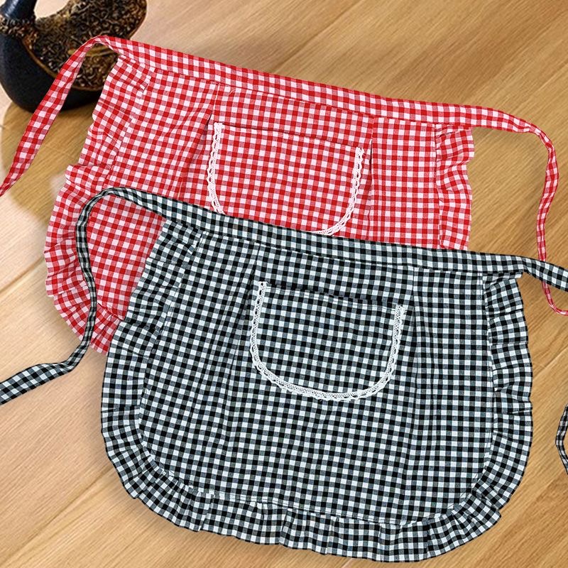 半身新款洋气棉布防污半截围裙女厨房上班家用透气做饭工作服围腰