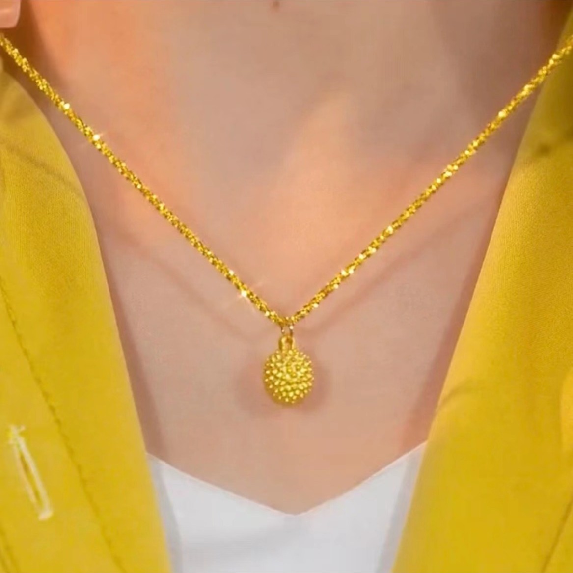 钛钢项链 时尚气质榴莲项链不掉色高级感坠链锁骨链情人节礼物ins