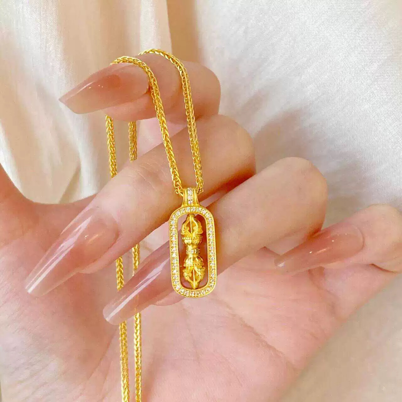 JIN BAI ZHENG 铜合金项链 新中式国风金刚杵项链女轻奢精致百搭