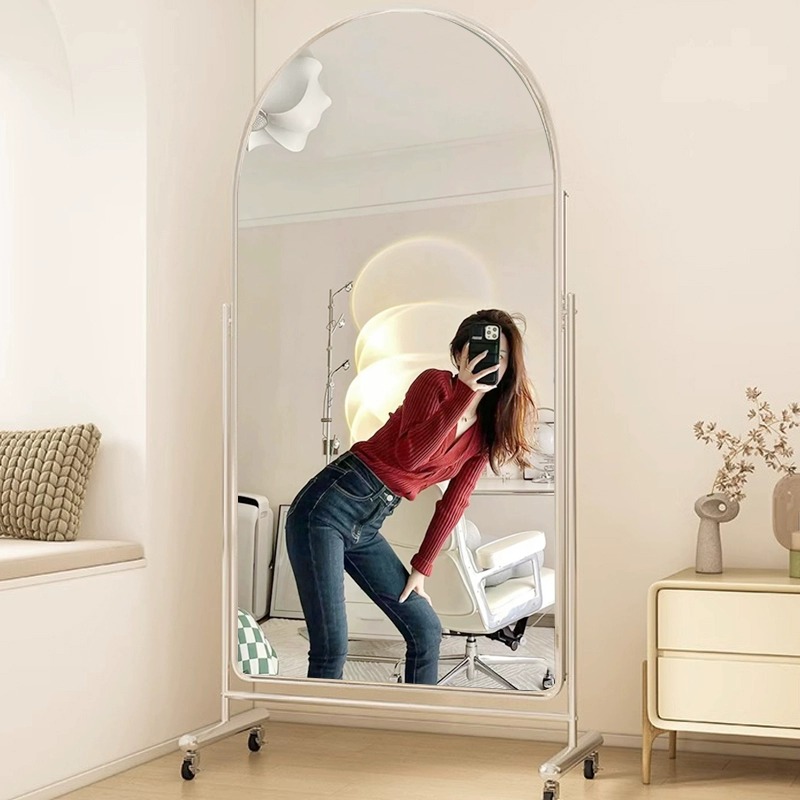 玄关落地镜家用不锈钢穿衣镜可移动服装店试衣镜舞蹈镜子立式镜