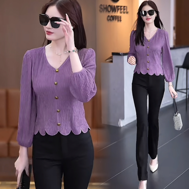 高级感法式衬衫女长袖洋气上衣春秋新款小个子漂亮显瘦时尚打底衫