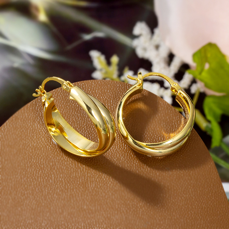 铜合金耳饰 【五金女孩】耳环时尚复古金色素圈耳坠百搭个性498