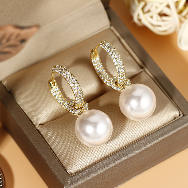 铜合金耳饰 【白月光】新年民族风珠珠耳环法式时尚优雅百搭耳扣189