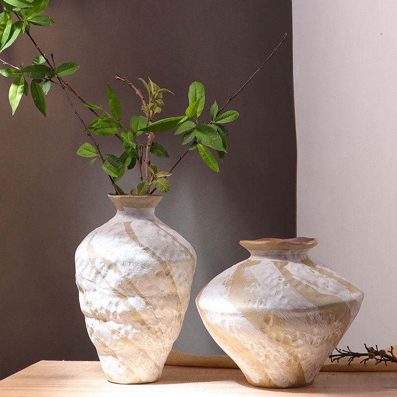 景德镇陶瓷花瓶复古怀旧白色花瓶客厅民宿装饰摆件