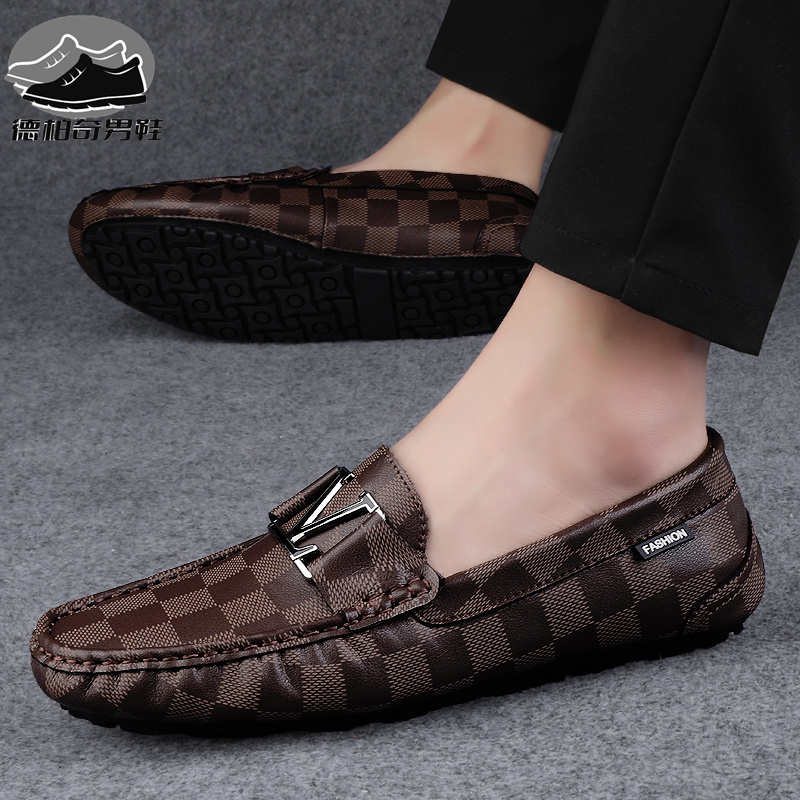 轻奢真皮豆豆鞋男士春秋韩版时尚潮流软皮软底休闲皮鞋软底驾车鞋