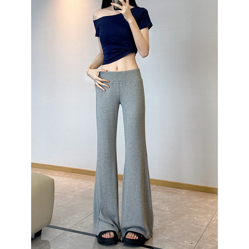 薄款针织微喇裤 显高显瘦垂感拖地休闲长裤 167