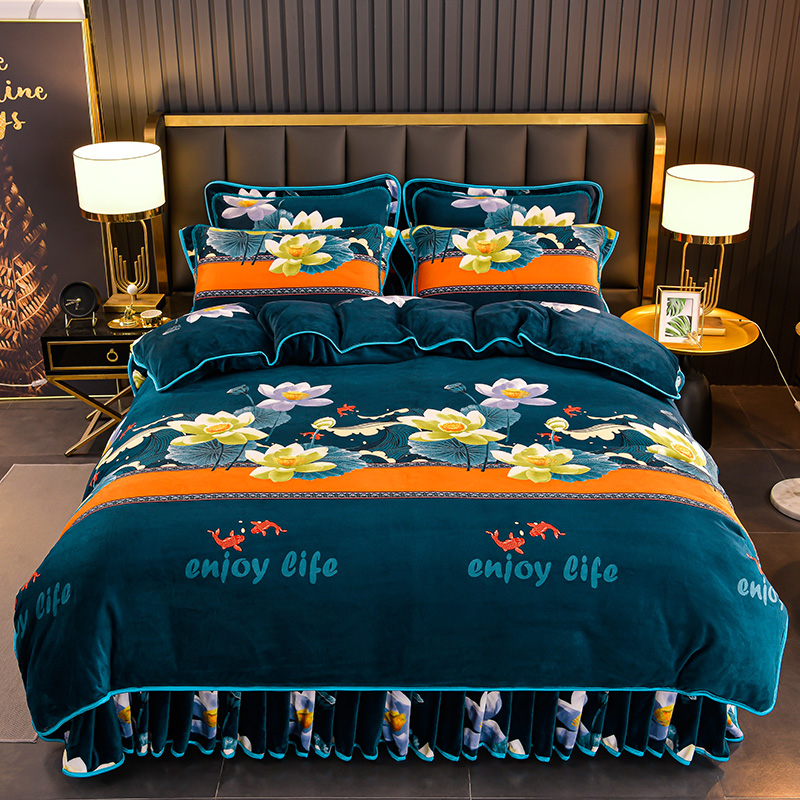 厂家直发-重约8-9斤冬季加绒加厚牛奶绒四件套牛奶绒双面绒被套