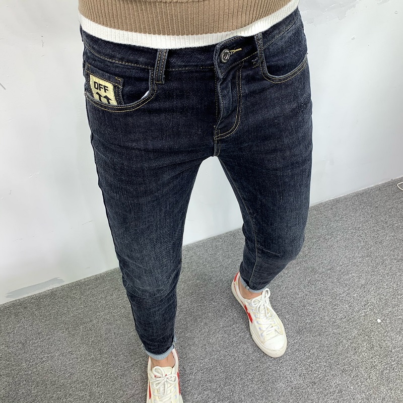 秋季爆款牛仔裤男高端美式休闲复古百搭修身小脚痞帅水洗青年长裤