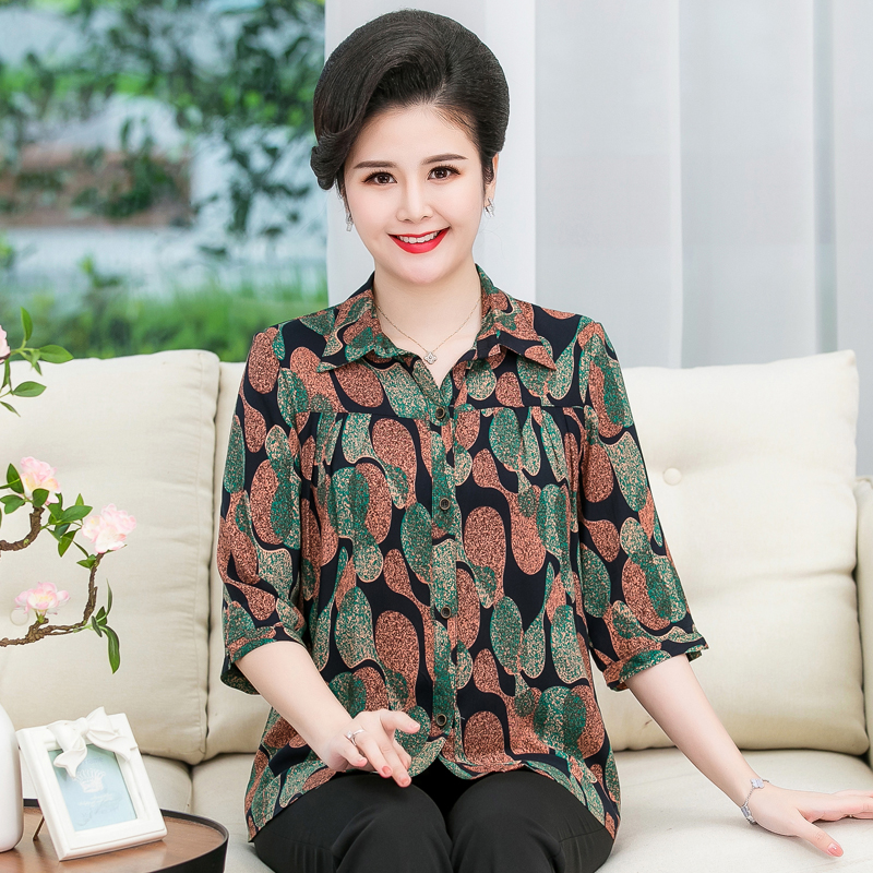 绵绸衬衣妈妈装女装加肥加大衬衣