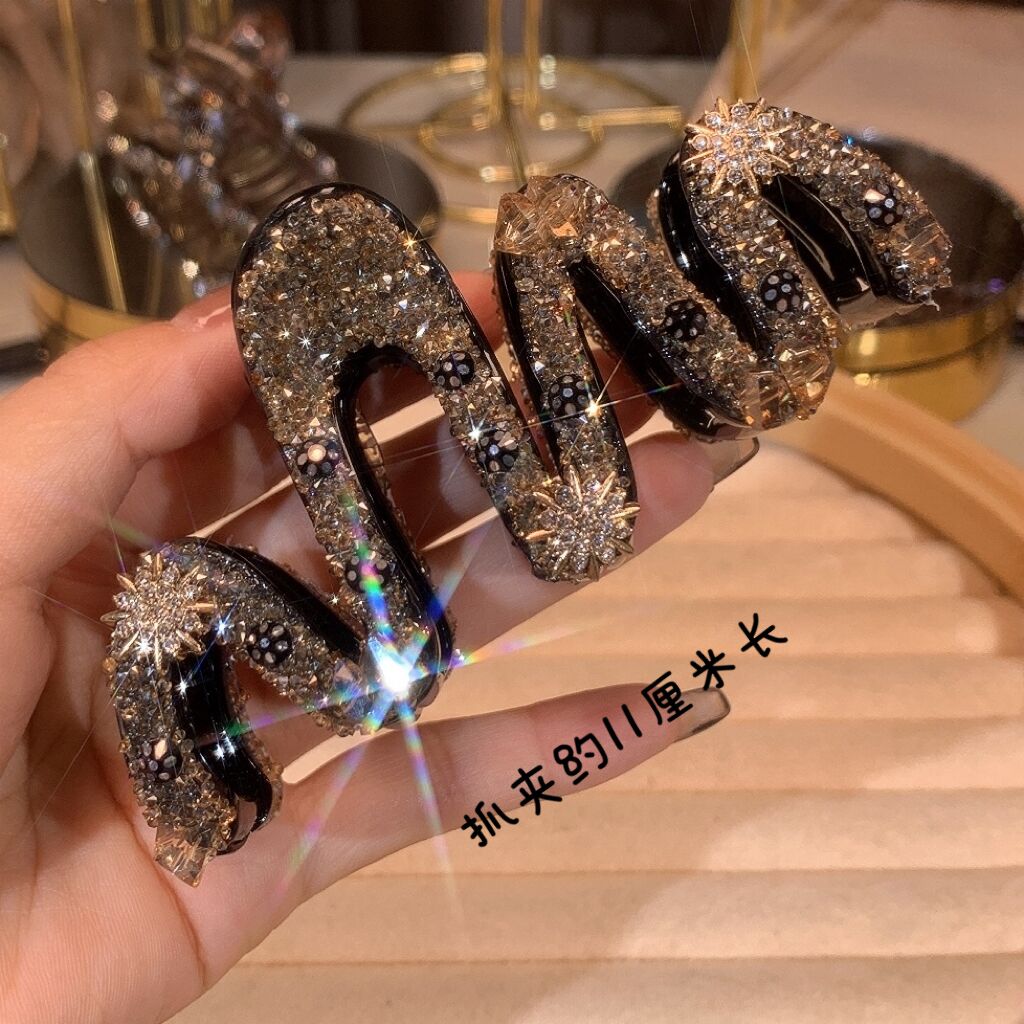酷黑波浪发夹后脑勺大号抓夹鲨鱼夹高级感头饰