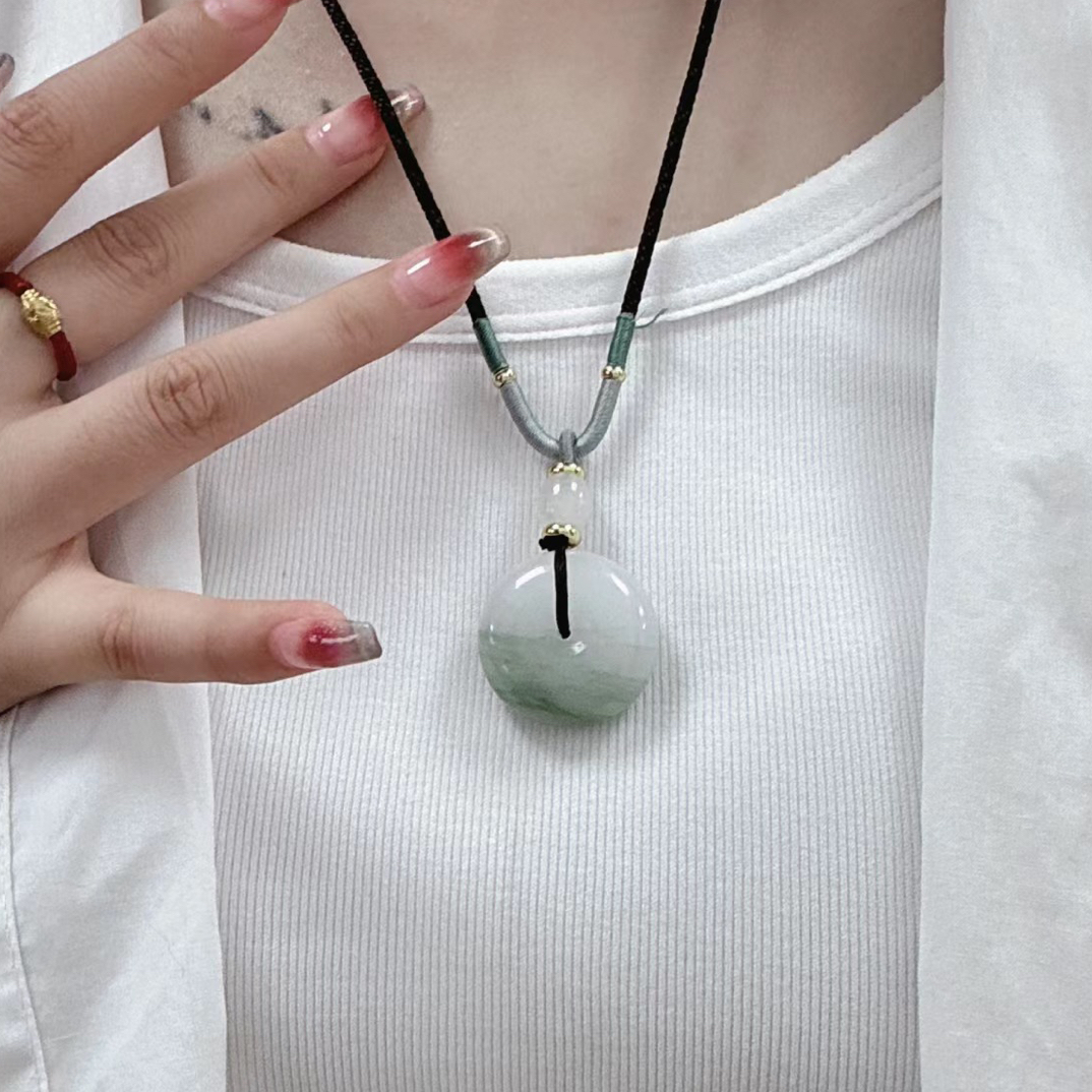 平安扣吊坠女款挂坠编绳天然玉石天山翠玉项链吊坠挂件多样性发货