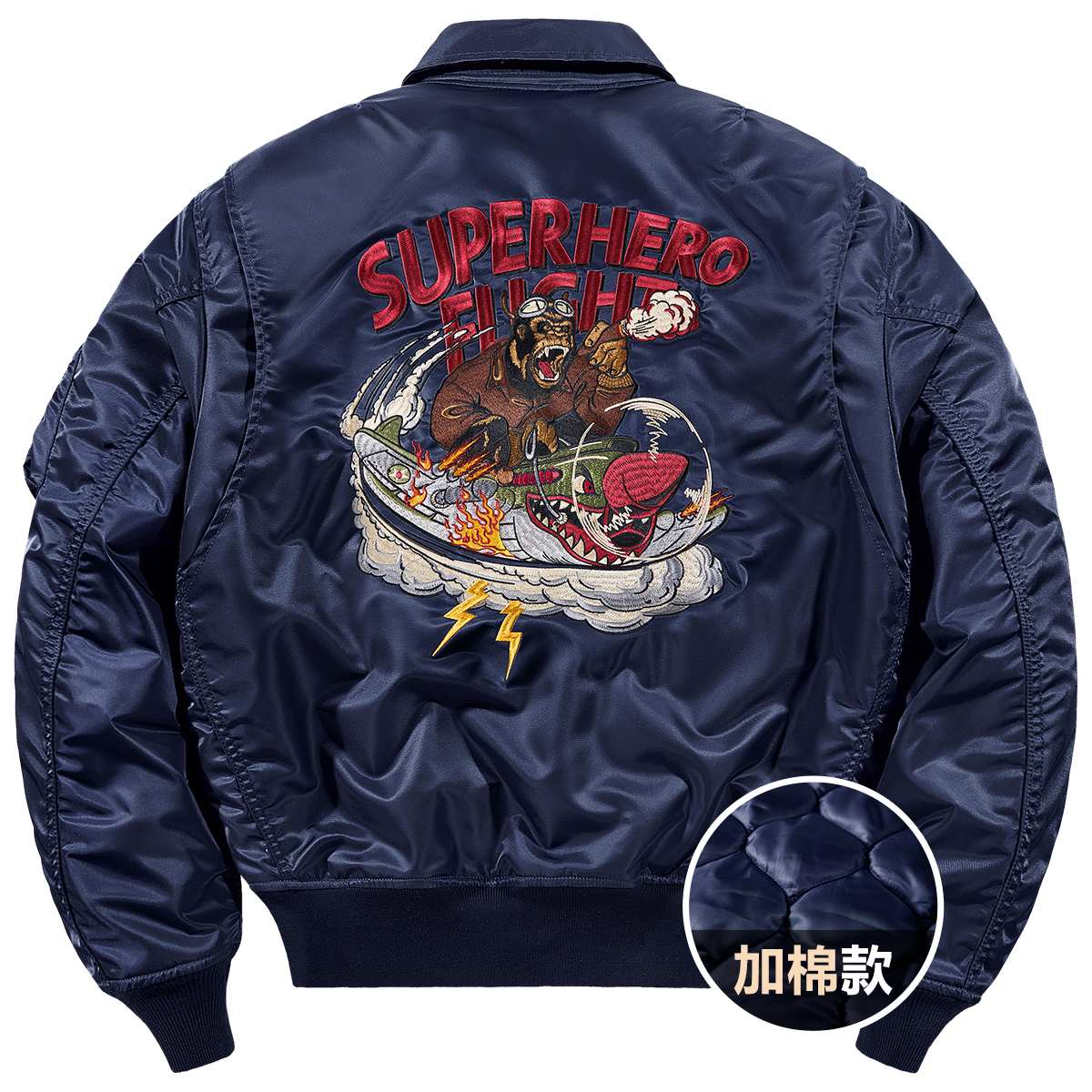 VIP刺绣飞行员夹克男冬季加厚翻领棉衣美式复古保暖棒球棉服潮牌