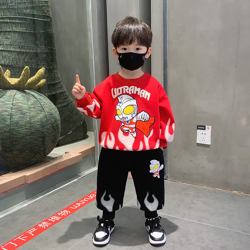 奥特曼男童春秋装卫衣套装2025中小儿童长袖时髦两件套潮童装