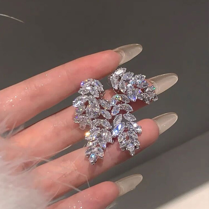 银针耳饰 树叶耳环女小众高级感前后戴耳钉优雅轻奢耳饰潮3432