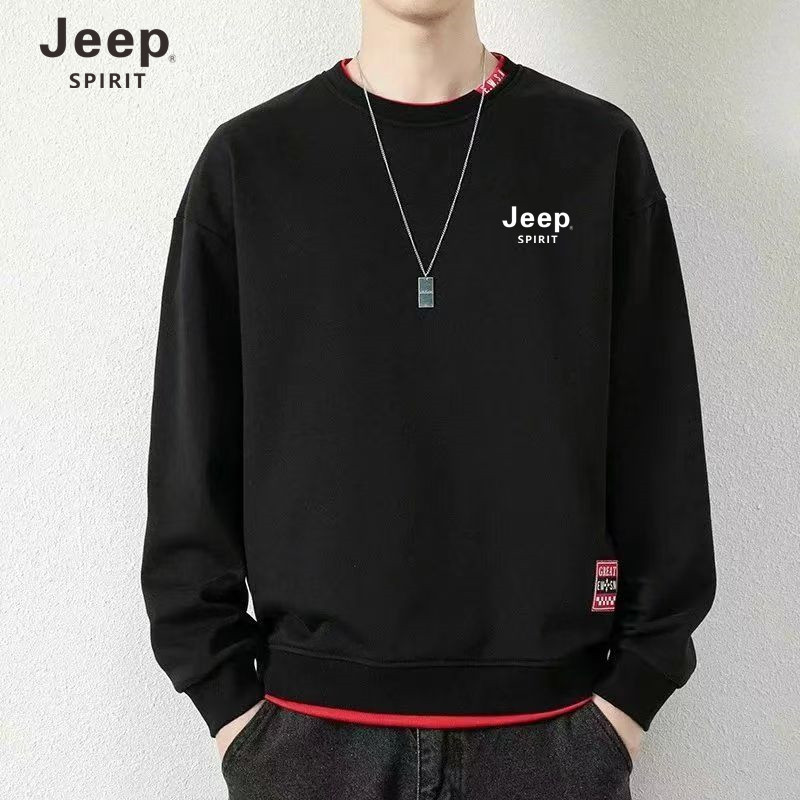 JEEP吉普圆领卫衣男士秋冬款套头长袖宽松百搭上衣