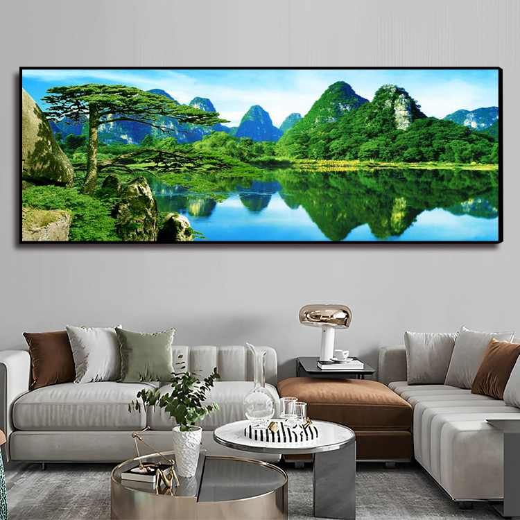 【山水风景画】沙发背景墙轻奢简约山水风景挂画大自然晶瓷画艺术