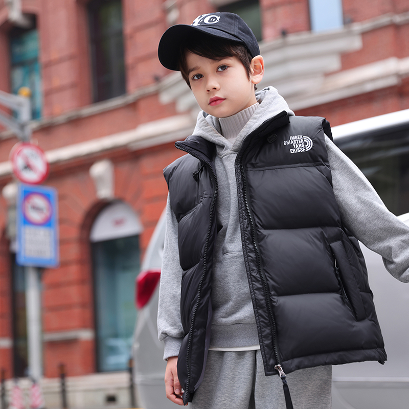 新款儿童羽绒马甲洋气秋冬外穿外套中大童立领保暖加厚童装坎肩