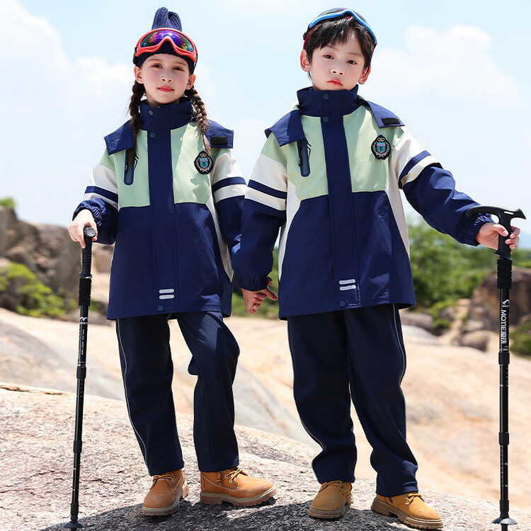 小学生校服冲锋衣三件套秋冬季儿童班服加绒加厚幼儿园园服秋冬装