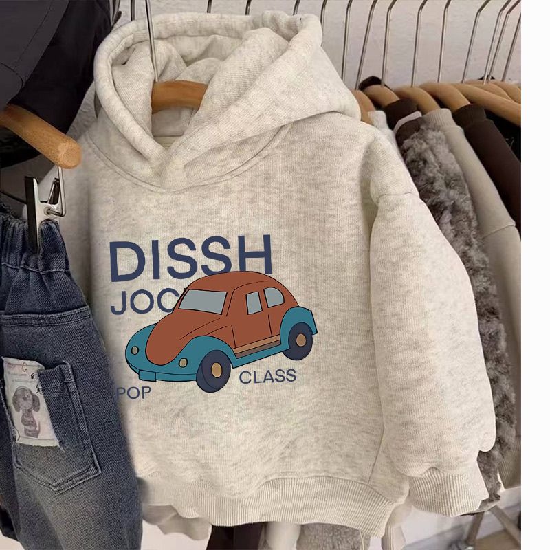 秋冬女童男童洋气卫衣2025儿童新款宝宝加厚加绒连帽上衣一体绒