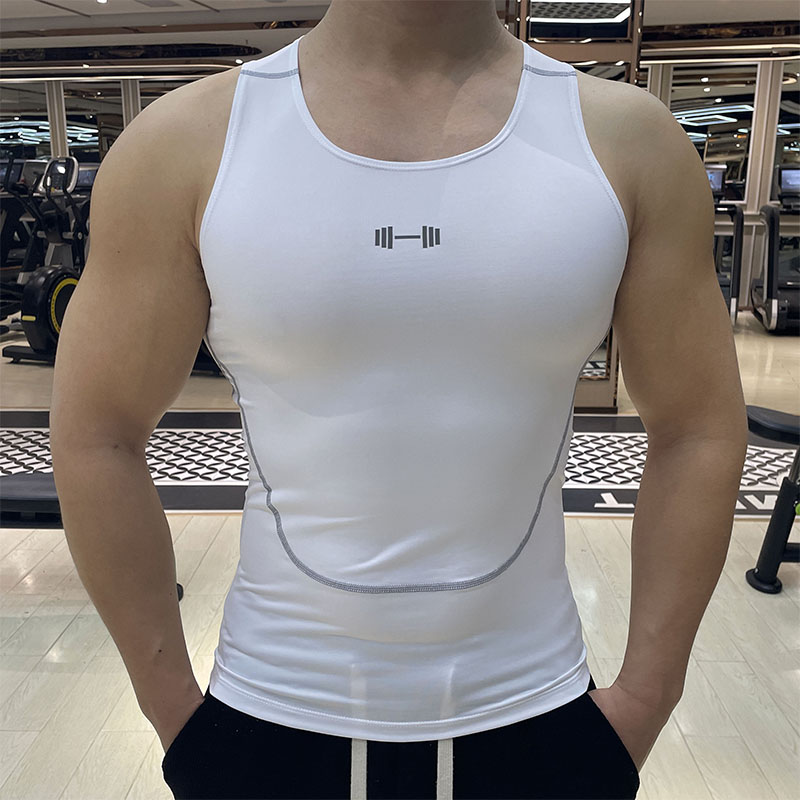 运动背心男夏季透气高弹力速干衣吸汗紧身无袖跑步健身训练篮球服