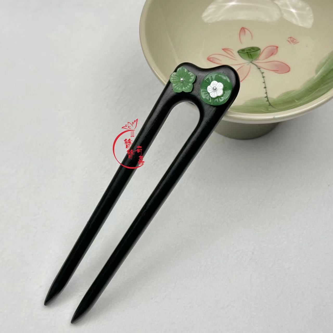 15厘米天然黑檀木发簪U型发簪日常简约仙气新中式旗袍百搭发饰