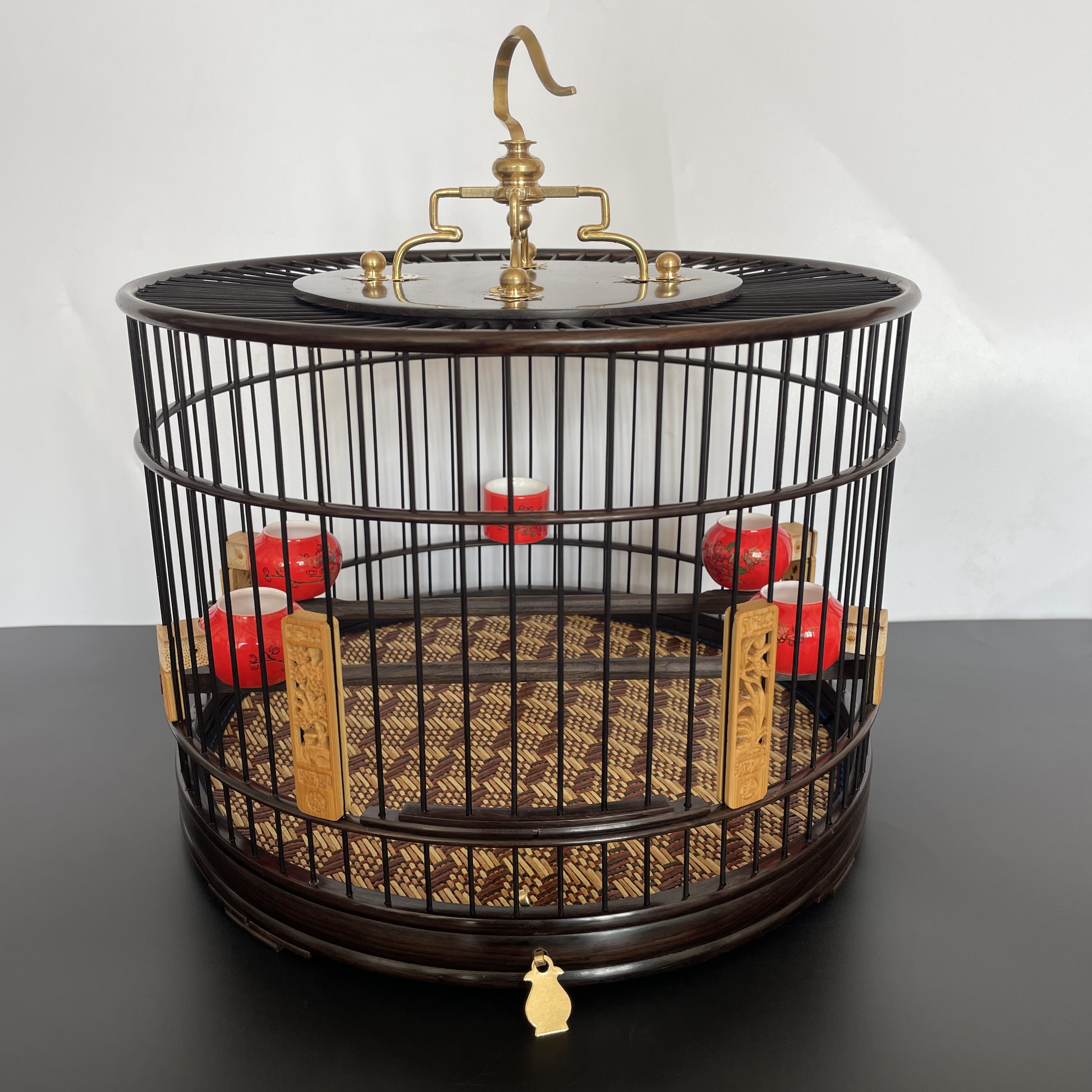 手动制作抽屉款圆笼红子贝子绣眼圆笼