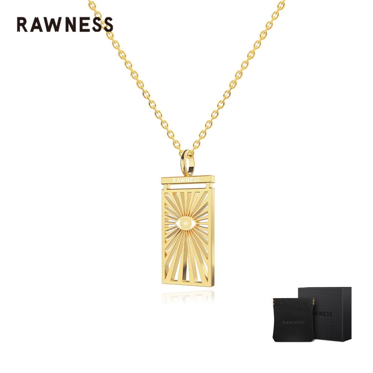 RAWNESS 美式轻奢饰品 太阳之眼项链男女同款 太阳主题方牌锁骨链
