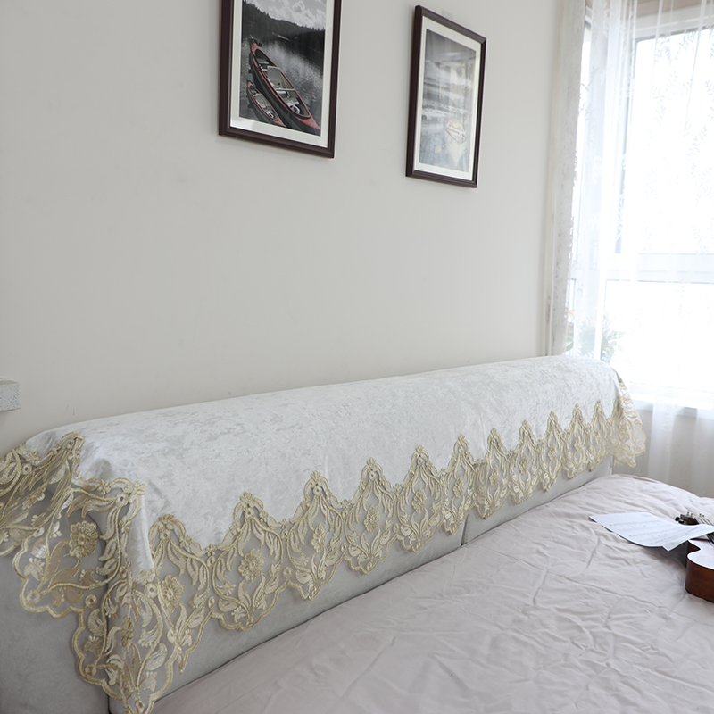 布艺蕾丝床头套罩靠背巾1.5M1米8床软包防尘半罩现代通用床头套罩