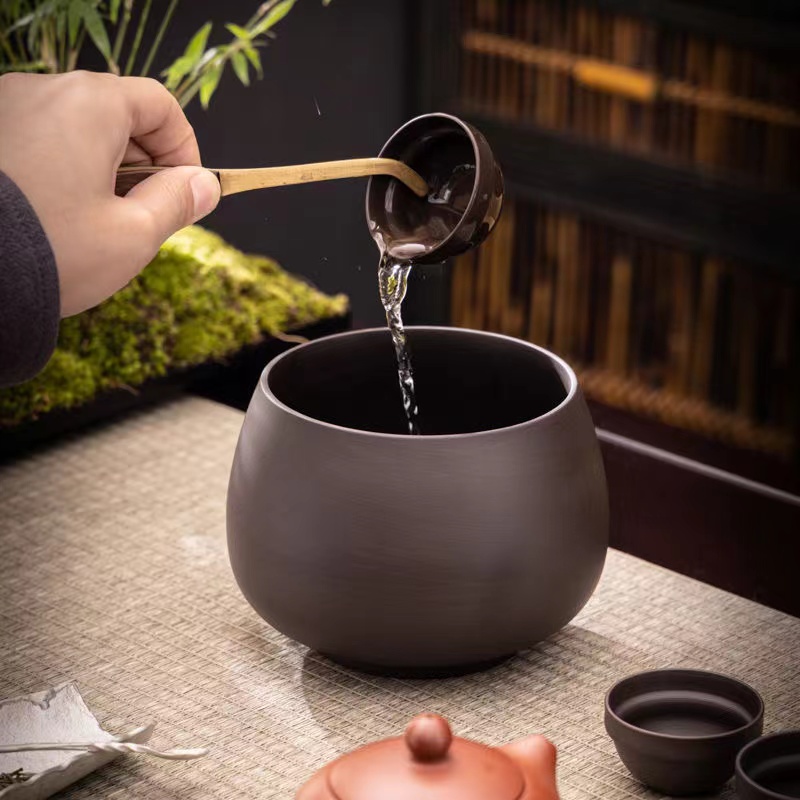 紫砂大号茶渣缸家用桌面水盂建水茶水缸废水桶功夫茶配茶洗杯零配