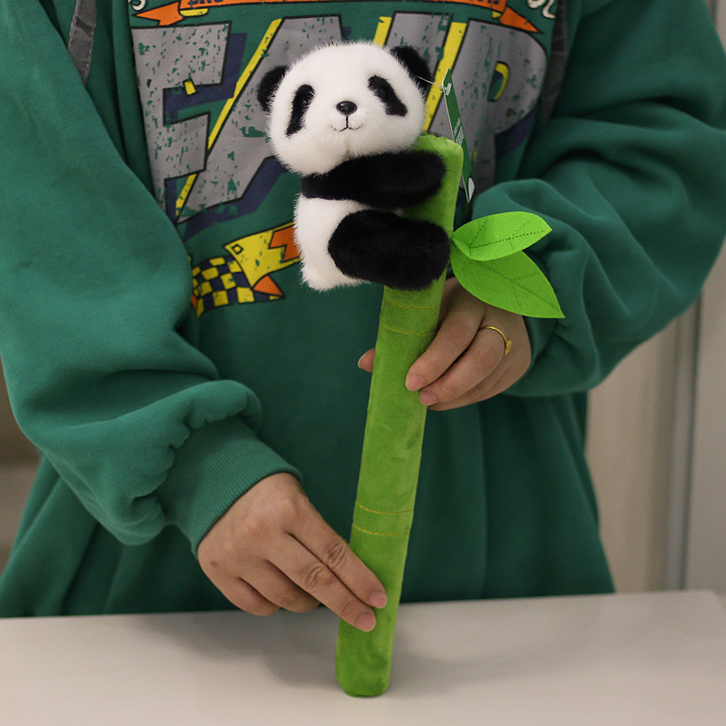 正版仿水貂毛抱竹熊猫毛绒玩具公仔按摩棒棒锤玩偶成都基地同款萌