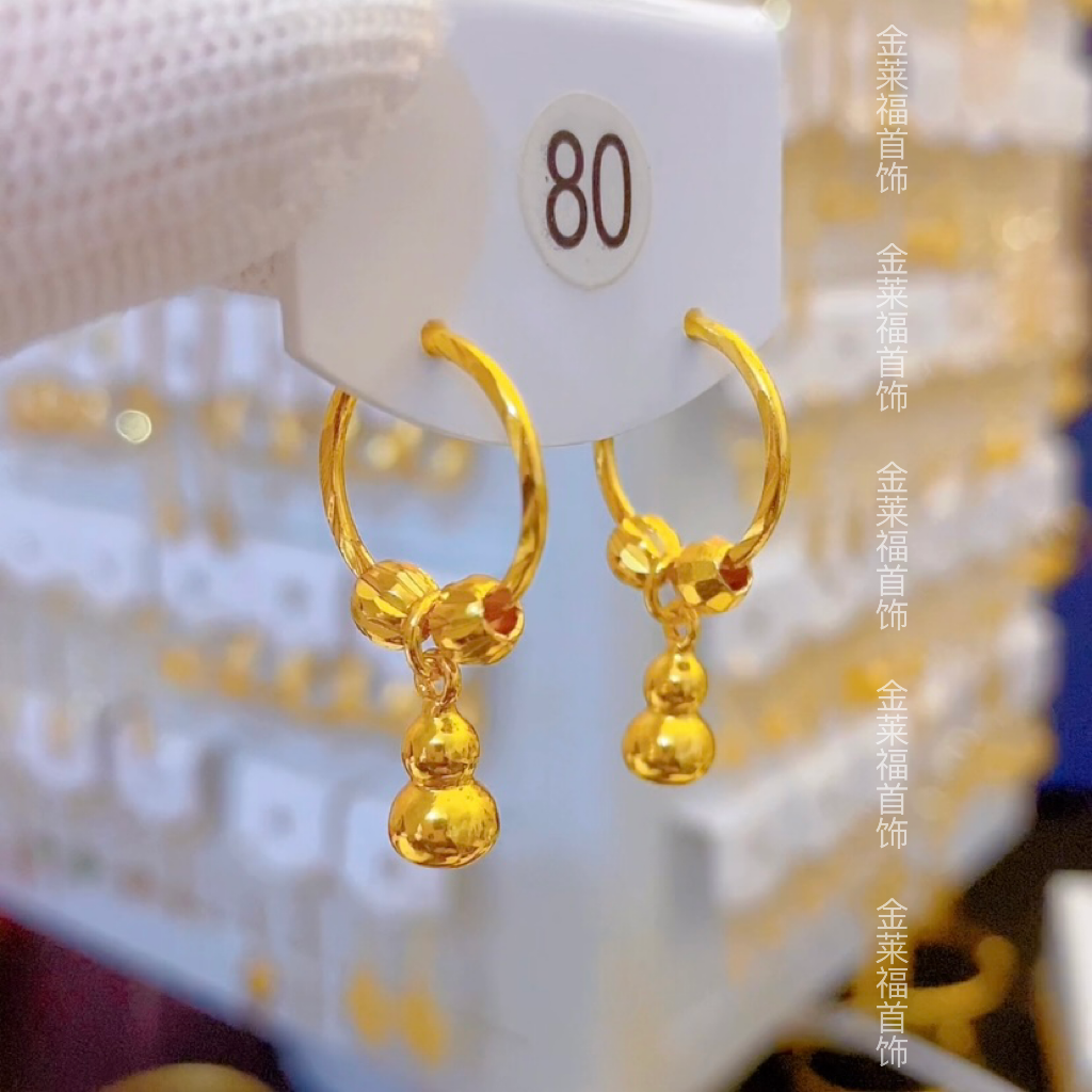 铜合金耳饰 时尚精致金色葫芦耳环耳饰女 爆款气质耳坠不褪色耳圈