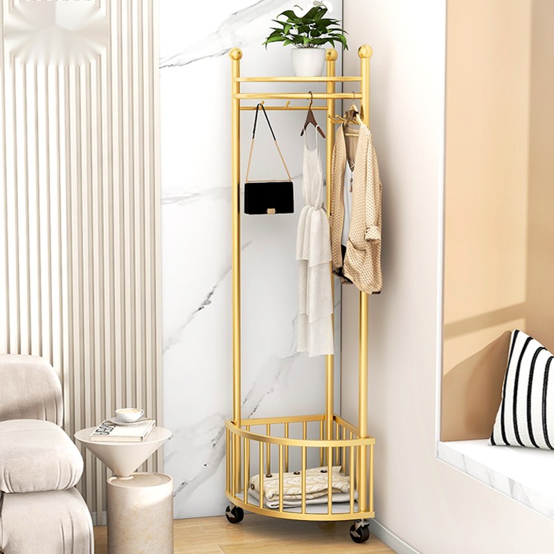 移动转角衣帽架落地卧室客厅多功能墙角挂衣架网红轻奢家用挂包架