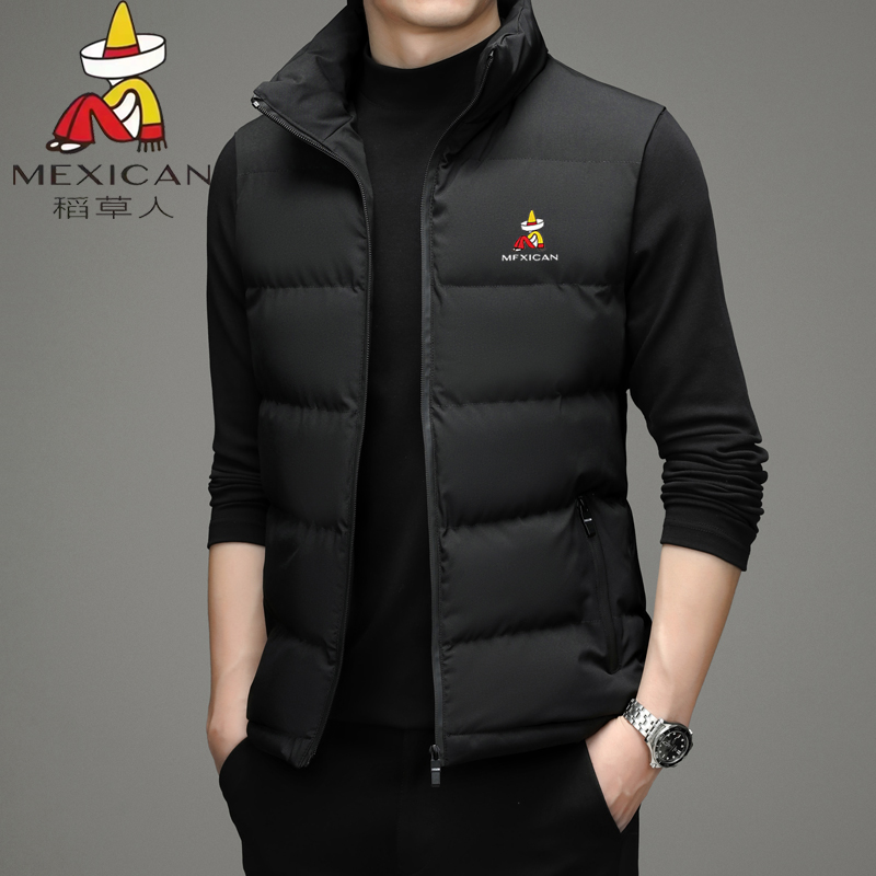 稻草人秋冬新款男士马甲休闲立领保暖马夹男运动潮流开衫无袖外套