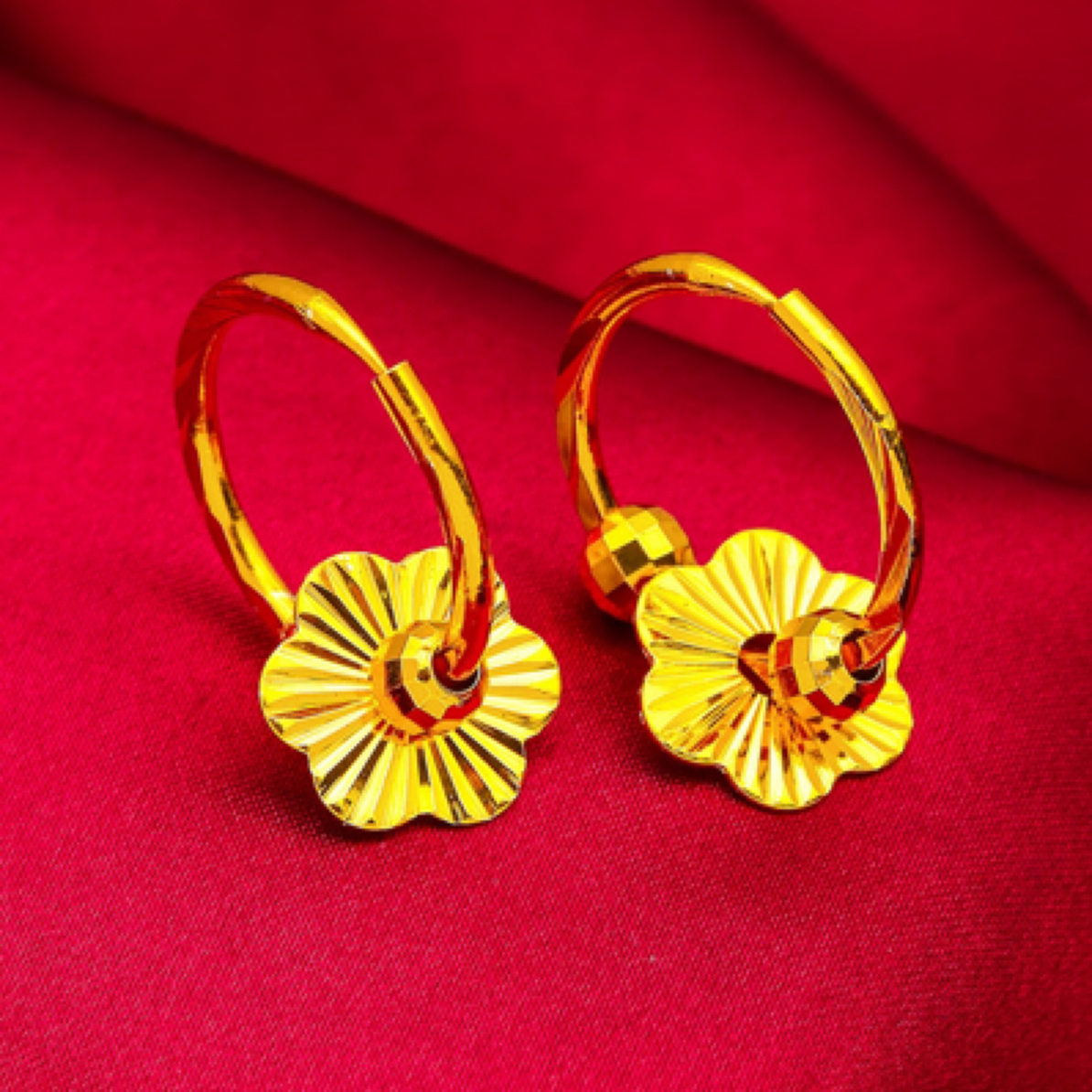 铜合金耳饰 双珠梅花耳环一叶暴富耳饰洋气时尚百搭耳环