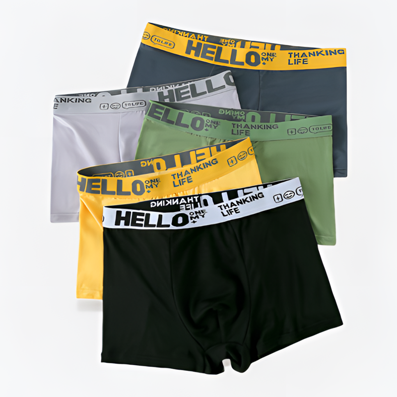 【四条装】潮流男士内裤HELLO男士短裤透气平角裤舒适亲肤四角裤