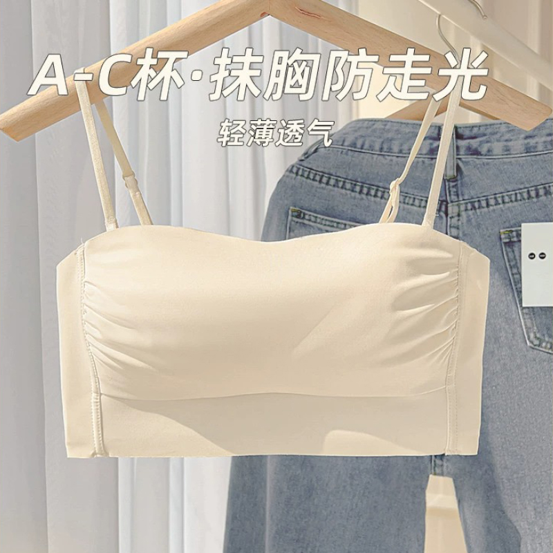 薄款学生小胸聚拢抹胸少女内衣美背吊带一体裹胸无钢圈文胸罩无痕