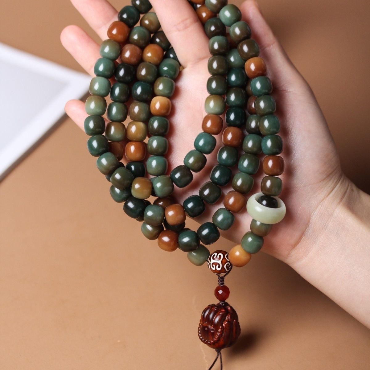 菩提根敦煌色108颗佛手彩色菩提子文玩盘玩手串手工规格10/11mm