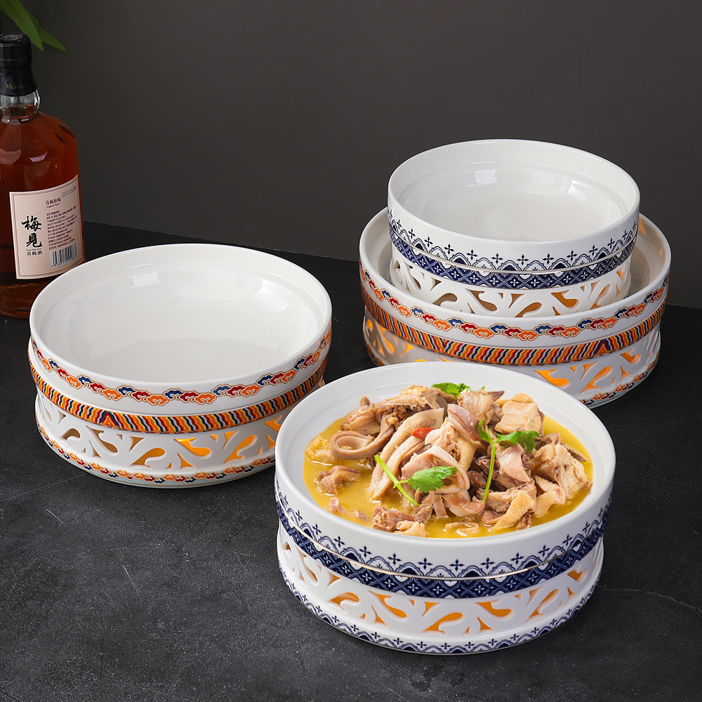 铭瓷馆餐厅家用陶瓷带盖明炉蜡烛加热餐盘保温干锅菜水煮热菜热汤