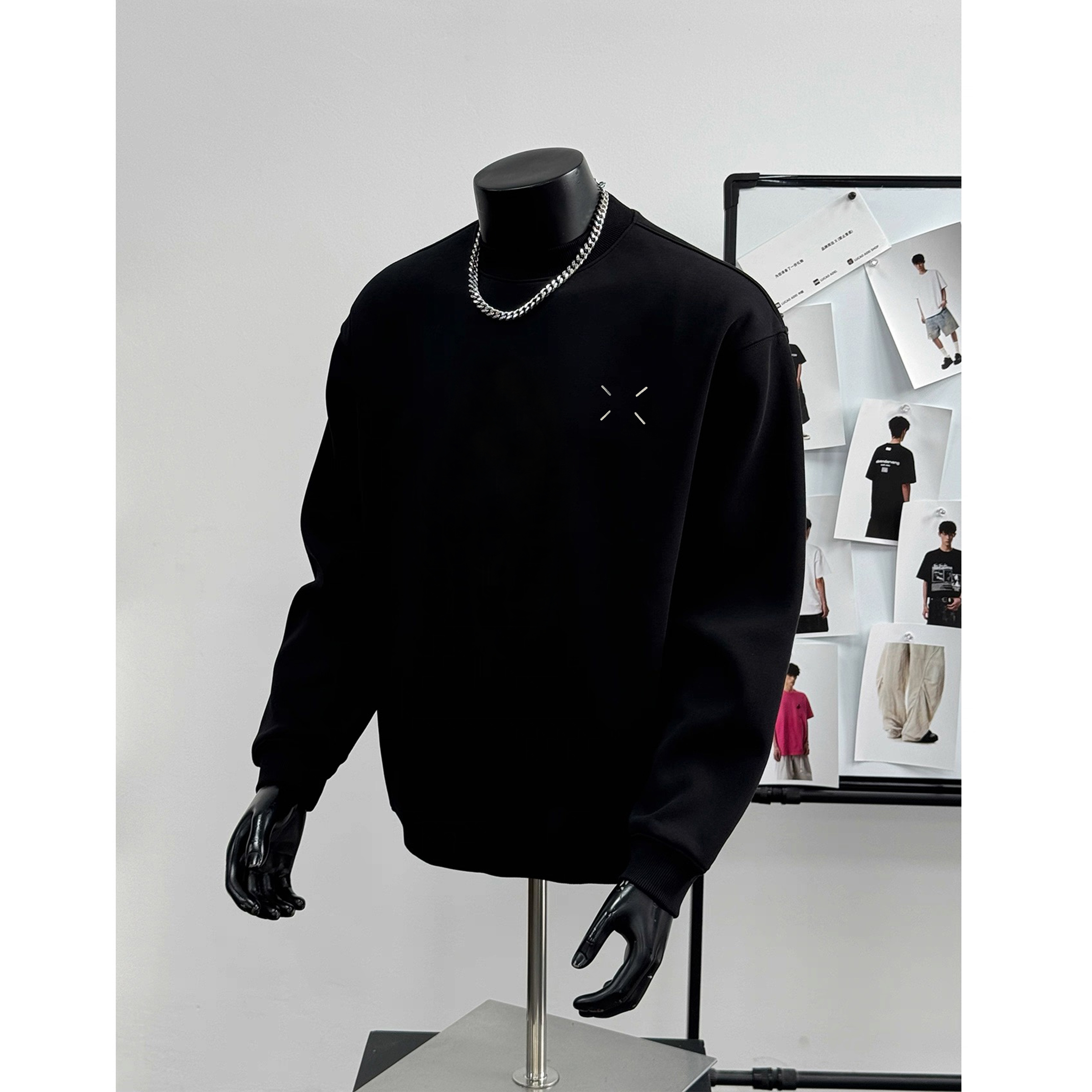 MANVEION「定制缝针四点刺绣」400G重磅高定螺纹拼接加厚卫衣男宽松